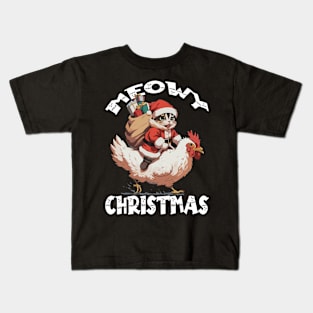 Meowy Christmas - 5, Funny Cute Cat on a Chicken Kids T-Shirt